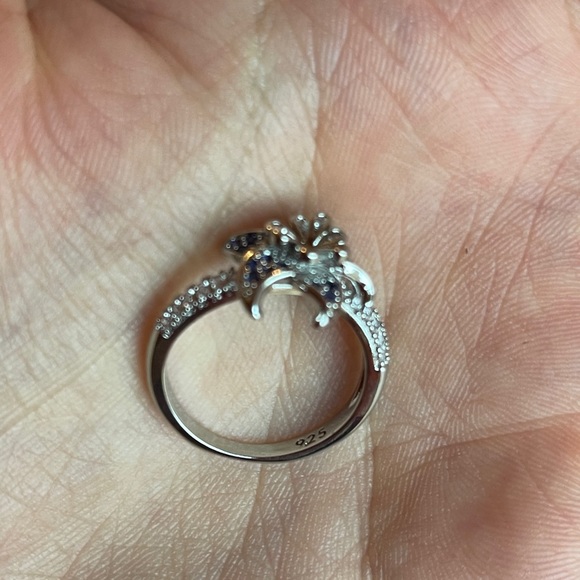 925 Silver Rings White & Blue Sapphire Rings - Picture 6 of 7